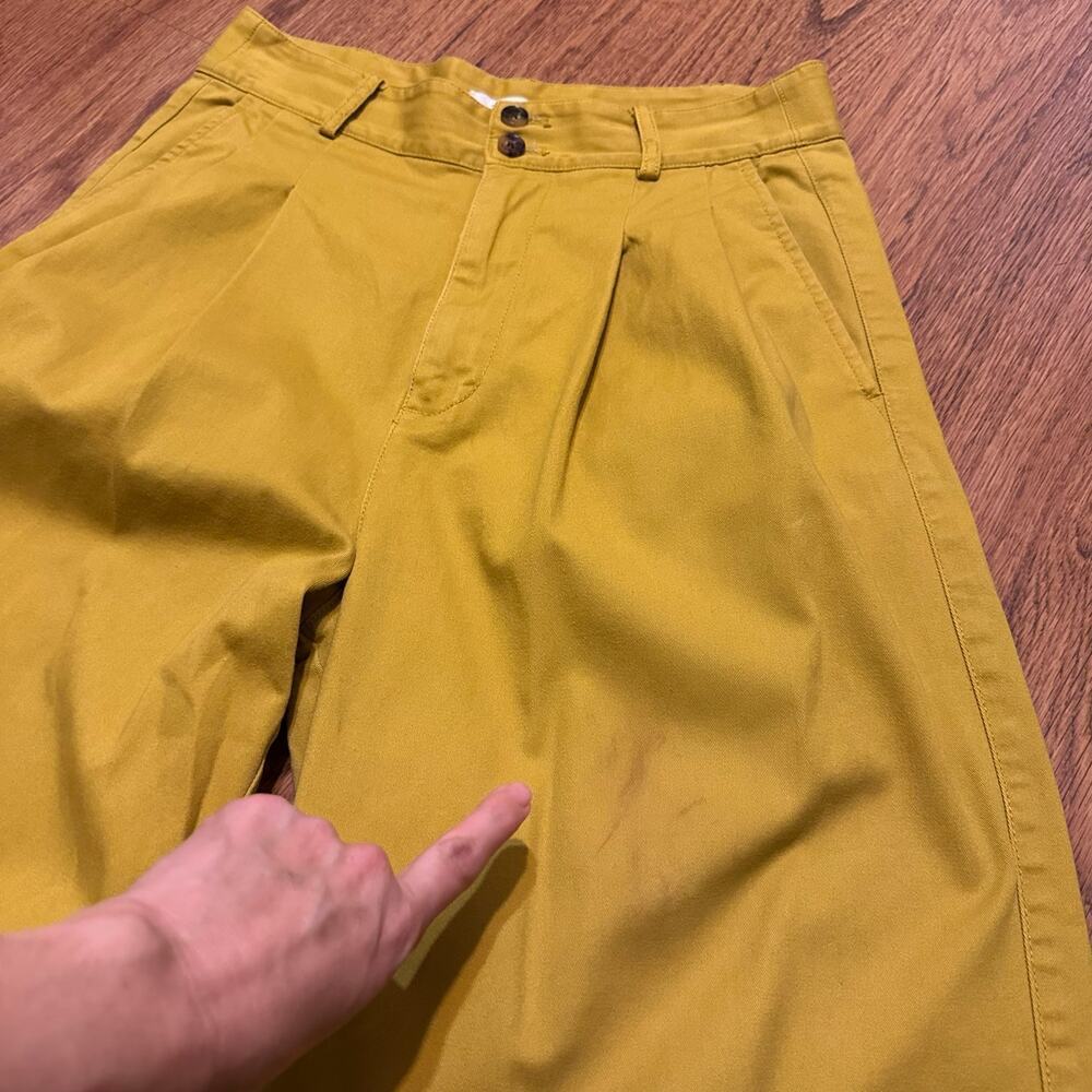 Madewell wide leg yellow pleated pants size 6 FLAWS bright color cotton blend - Picture 3 of 8